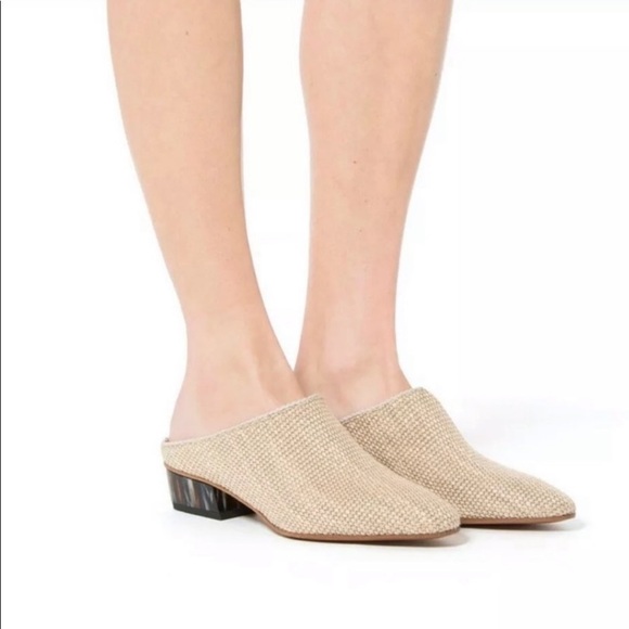 Aquatalia Fife Woven Leather Mule Canvas Slide - Picture 2 of 10